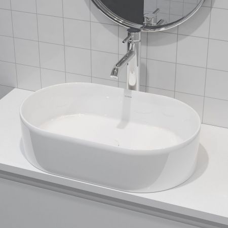 Oltens Lom Aufsatzwaschbecken 55x34 cm oval weiß 40311000