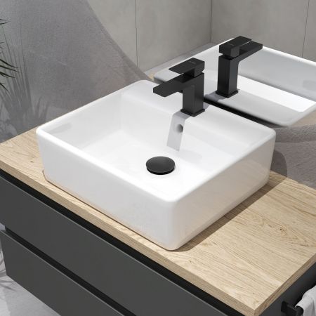 Oltens Hyls Aufsatzwaschbecken 58,5x44 cm rechteckig mit SmartClean-Schicht weiß 41810000