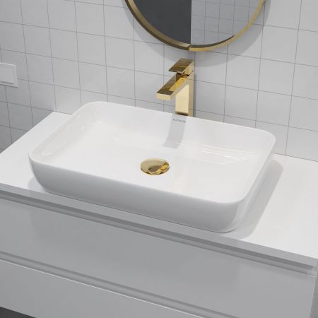 Oltens Solberg umyvadlo 62 x 41,5 cm na desku, obdélníkové, s povrchovou úpravou SmartClean, bílé 40818000