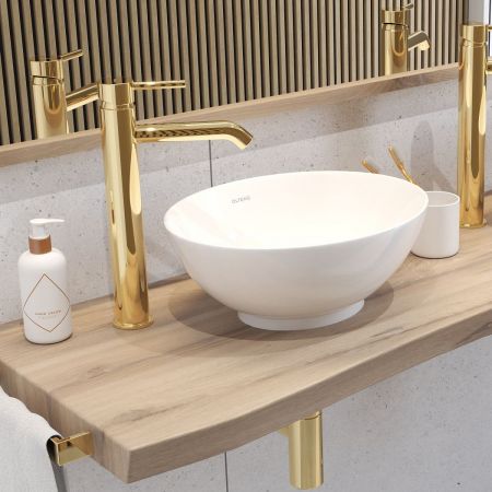Oltens Jagala Aufsatzwaschbecken 32x32 cm mit SmartClean-Schicht weiß 40817000