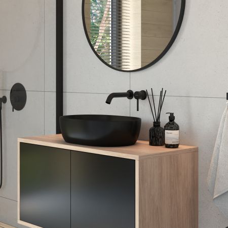 Oltens Hamnes 61x40 cm countertop washbasin oval with SmartClean coating black matte 40802300