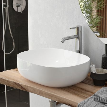 Oltens Hamnes Thin countertop washbasin 60,5x41,5 cm oval white 40320000