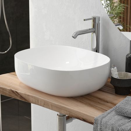 Oltens Hamnes Thin Aufsatzwaschbecken 60,5x41,5 cm oval mit SmartClean-Schicht weiß 40820000