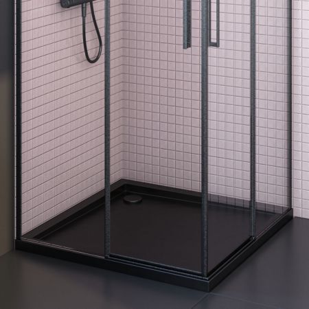 Oltens Superior sprchová vanička, čtvercová 90x90 cm, akrylátová, matná černá 17001300