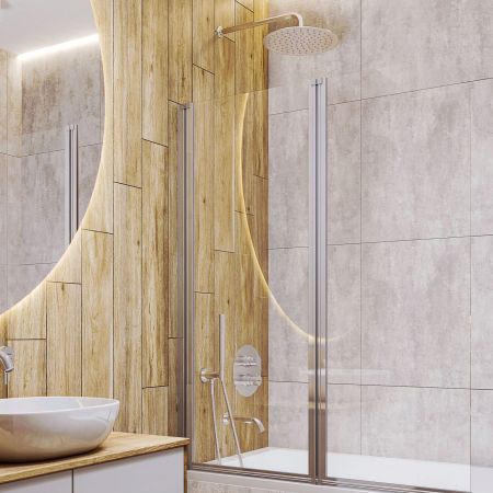 Oltens Katla flush-mounted thermostatic mixer tap with 30 cm Sondera rainfall shower head and Ume shower set, chrome finish 36611100