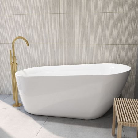 Oltens Molle freestanding bathtub and shower mixer brushed gold 34300810