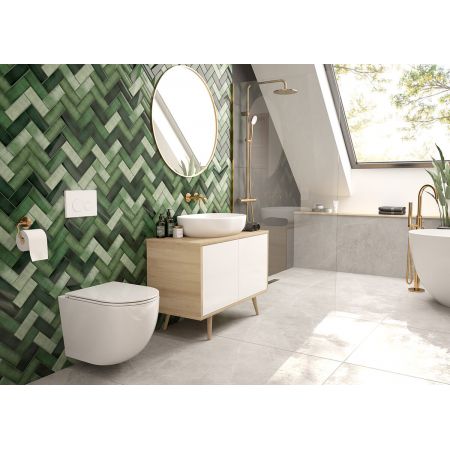 Zestaw Oltens Hamnes Stille miska WC wisząca PureRim z powłoką SmartClean z deską wolnoopadającą Ovan Slim biały 42522000