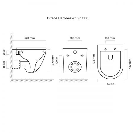 Zestaw Oltens Hamnes miska WC wisząca PureRim z powłoką SmartClean z deską wolnoopadającą Slim 42515000