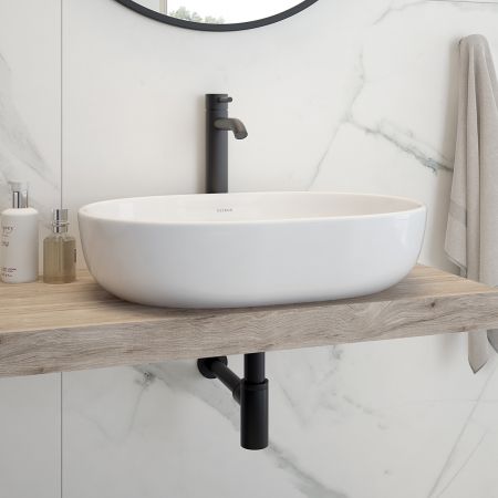 Oltens Hamnes Aufsatzwaschbecken 60x42,5 cm oval mit SmartClean-Schicht weiß 40815000