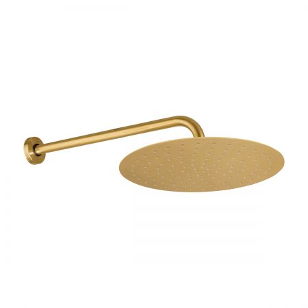 Oltens Vindel Lagan hlavová sprcha 30 cm, kulatá, se stěnovým ramenem, kartáčované zlato 36012810