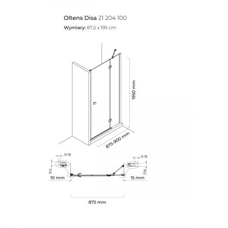 Oltens Disa sprchové dveře 90 cm do niky 21204100