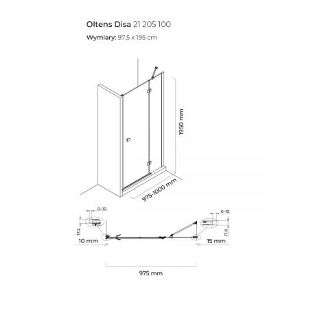 Oltens Disa sprchové dveře 100 cm do niky 21205100