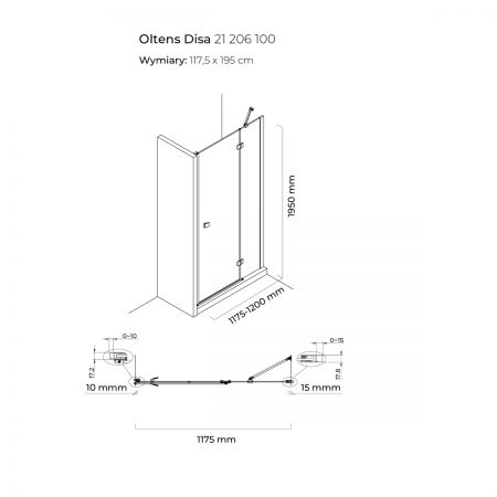 Oltens Disa sprchové dveře 120 cm do niky 21206100