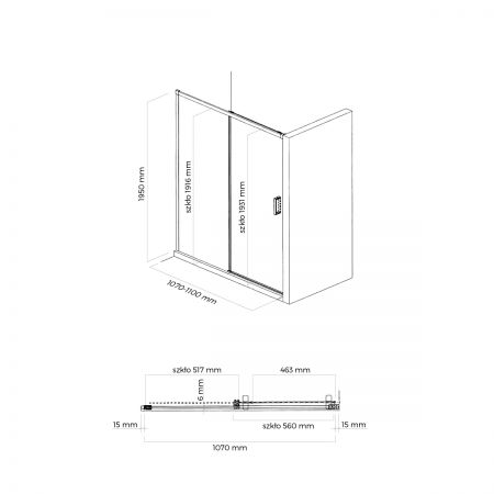 Oltens Breda sprchové dveře 110 cm, matná černá / průhledné sklo 21214300