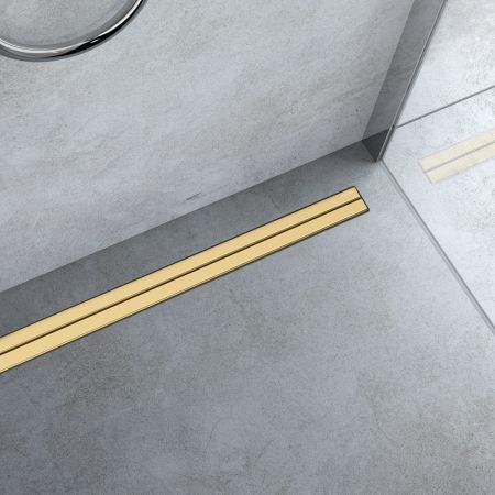Oltens Langan Slim 90 kryt lineárního odtoku, lesklé zlato/kartáčované zlato 30020800