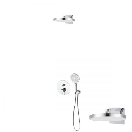 Oltens Molle set podomítkové vanové a sprchové baterie s dešťovou sprchou Regna a 3funkční sprchovou hlavicí Luva EasyClick, chrom 36023100