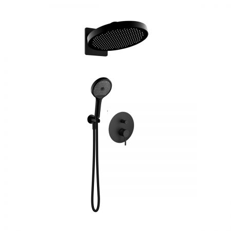 Oltens Molle set podomítkové vanové a sprchové baterie s dešťovou sprchou Regna a 3funkční sprchovou hlavicí Luva EasyClick, matná černá 36023300