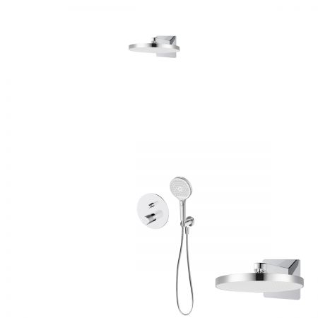 Oltens Hamnes set podomítkové vanové a sprchové baterie s dešťovou sprchou Regna a 3funkční sprchovou hlavicí Luva EasyClick, chrom 36026100