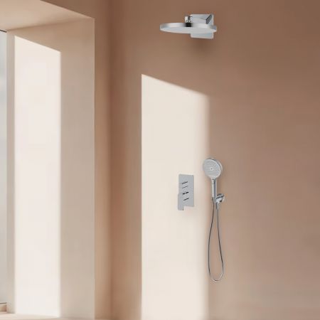 Oltens Hadsel set podomítkové vanové a sprchové baterie s dešťovou sprchou Regna a 3funkční sprchovou hlavicí Luva EasyClick, chrom 36029100