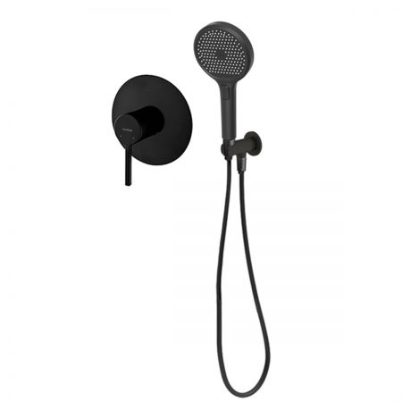 Oltens Rann flush-mounted mixer tap with Luva EasyClick 3-function hand shower, black matte 36078300