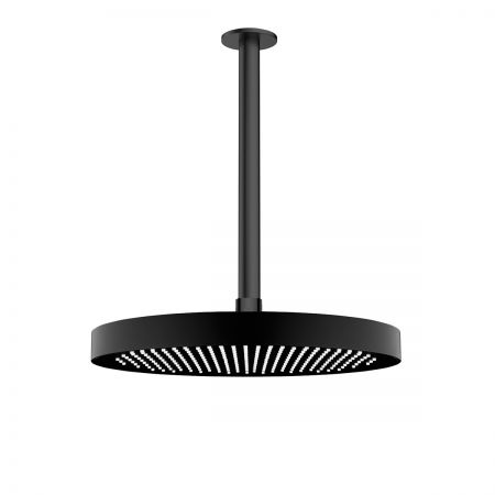 Oltens Regna deszczownica 32x32 cm okrągła z ramieniem sufitowym Aera czarny mat 36083300