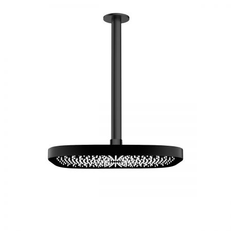 Oltens Vann (S) deszczownica 26x26 cm kwadratowa z ramieniem sufitowym Aera czarny mat 36087300