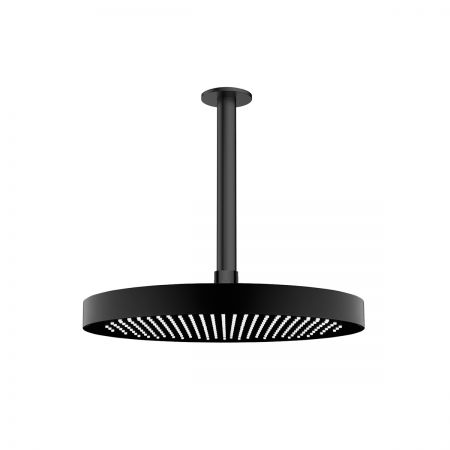 Oltens Regna deszczownica 32x32 cm okrągła z ramieniem sufitowym Aera czarny mat 36088300