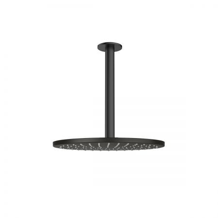 Oltens Atran deszczownica 22x22 cm okrągła z ramieniem sufitowym Aera czarny mat 36089300