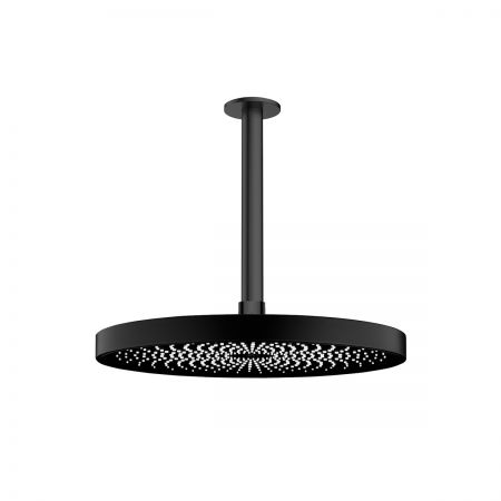 Oltens Vann deszczownica 26x26 cm okrągła z ramieniem sufitowym Aera czarny mat 36091300