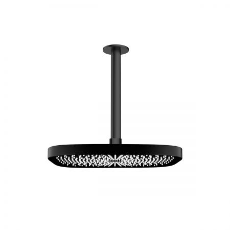 Oltens Vann (S) deszczownica 26x26 cm kwadratowa z ramieniem sufitowym Aera czarny mat 36092300