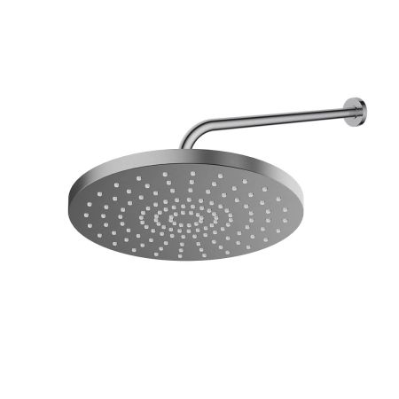 Oltens Alvo Lagan 30 cm round shower head with wall-mounted arm, graphite 36094400