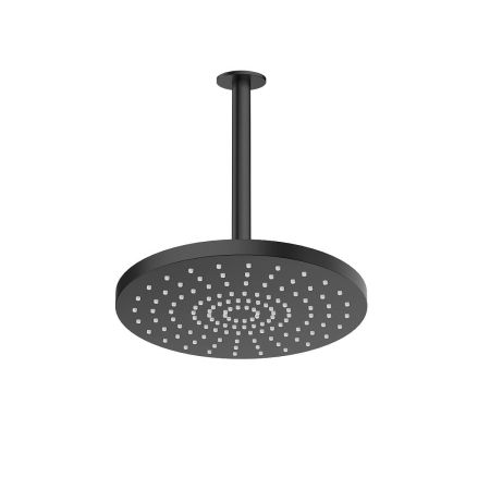 Oltens Pluva Aera deszczownica 25 cm okrągła z ramieniem sufitowym czarny mat 36095300