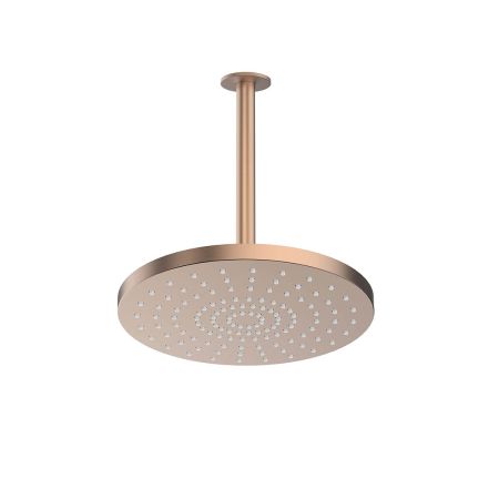 Oltens Pluva Aera deszczownica 25 cm okrągła z ramieniem sufitowym miedź szczotkowana 36095610