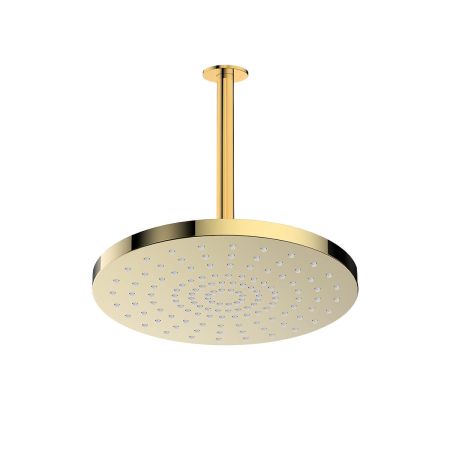 Oltens Alvo Aera deszczownica 30 cm okrągła z ramieniem sufitowym złoty połysk 36096800