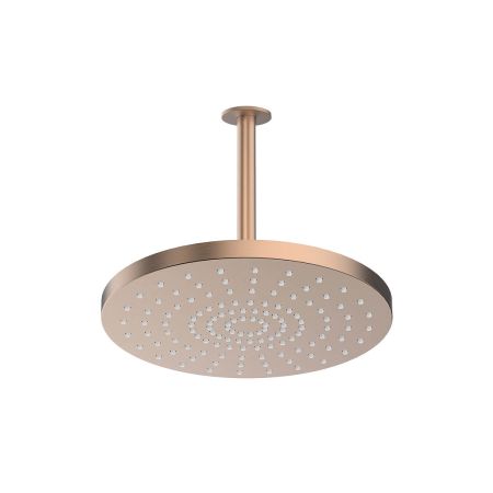 Oltens Alvo Aera deszczownica 30 cm okrągła z ramieniem sufitowym miedź szczotkowana 36098610