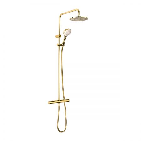 Oltens Atran thermostatic shower set with round rainshower head gold gloss 36500800
