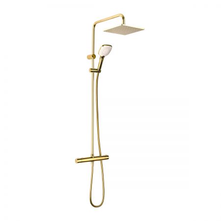 Oltens Atran (S) thermostatic shower set with square rainshower head gold gloss 36501800