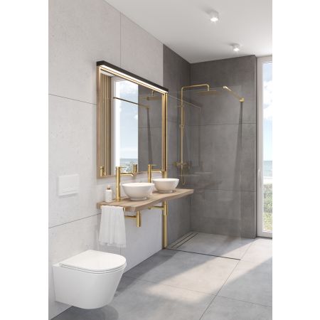 Oltens Boran (S) thermostatic shower set with square rainfall shower head, golden 36503800