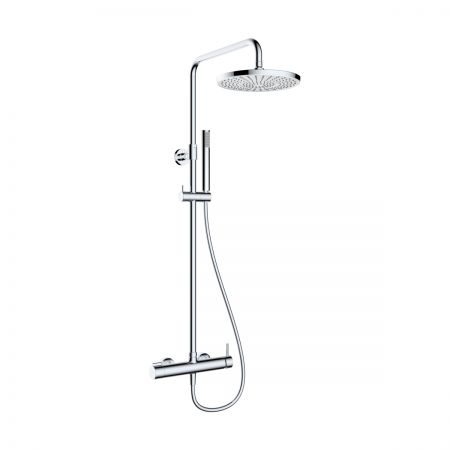 Oltens Molle shower set with a round rainfall shower head, chrome finish 36504100