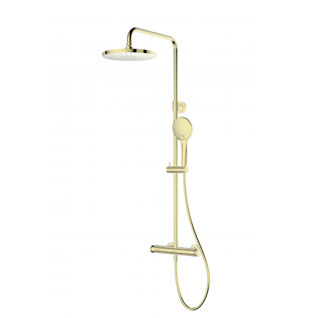 Oltens Vatten Numa nástěnná vanová a sprchová souprava s termostatickou baterií a hlavovou sprchou, zlatá 36507800