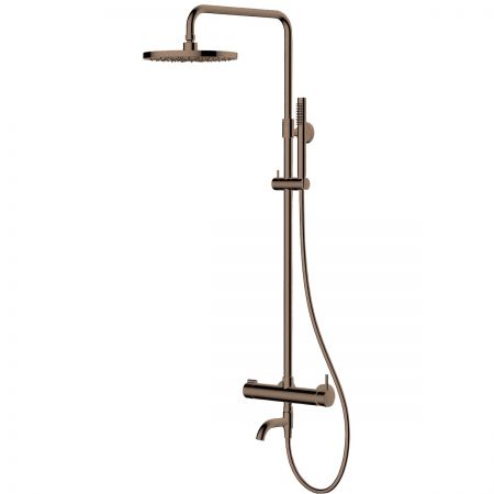 Oltens Molle Numa wall-mounted bath and shower set with rain shower head, brushed copper 36506610