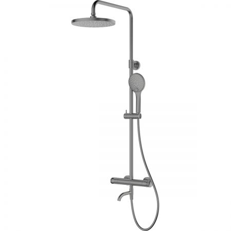 Oltens Vatten Numa nástěnná vanová a sprchová souprava s termostatickou baterií a hlavovou sprchou, grafit  36507400