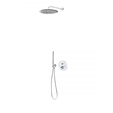 Oltens Hamnes flush-mounted mixer tap with 30 cm Sondera rainfall shower head and Ume shower set, chrome finish 36607100