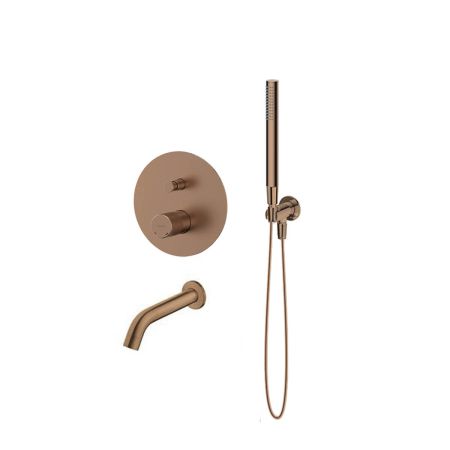 Oltens Hamnes set: concealed mixer tap with Molle bath spout and Ume shower head, brushed copper, 36609610