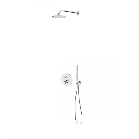Oltens Hamnes flush-mounted mixer tap with 22 cm Atran rainfall shower head and Ume shower set, chrome gloss finish 36615100