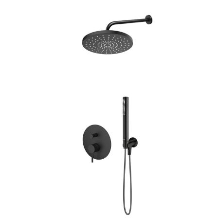 Oltens Molle-Set: Unterputz-Wannen-Duscharmatur mit 25 cm Pluva-Regendusche und Ume-Handbrause, mattschwarz 36639300