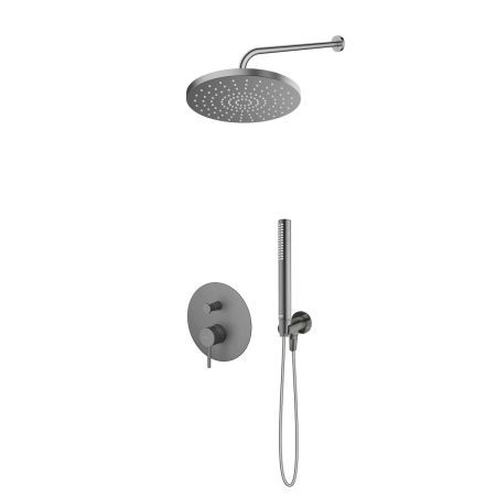 Oltens Molle concealed bath and shower mixer set with a 25 cm Pluva rain shower head and a graphite Ume hand shower 36639400