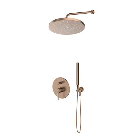 Oltens Molle-Set: Unterputz-Wannen-Duscharmatur mit 30-cm-Alvo-Regendusche und Ume-Handbrause, gebürstetes Kupfer, 36640610