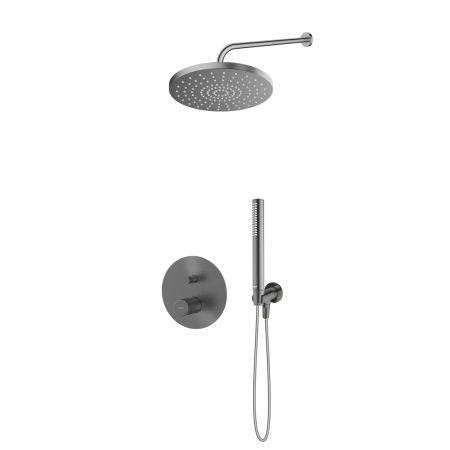 Zestaw Oltens Hamnes bateria podtynkowa z deszczownicą 25 cm Pluva i słuchawką prysznicową Ume grafit 36643400