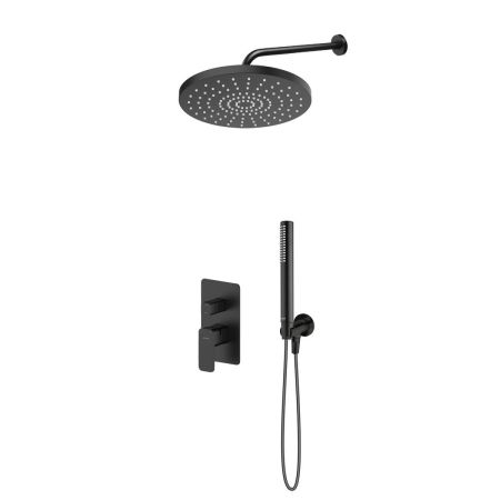 Oltens Hadsel set: concealed mixer tap with 30 cm Alvo rain shower head and Ume hand shower, matt black 36646300